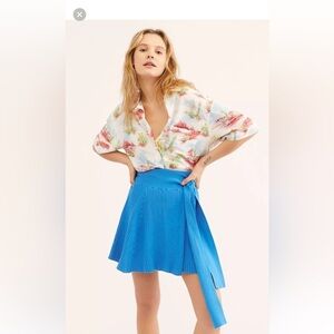 Blue Pleated Women's Skirt